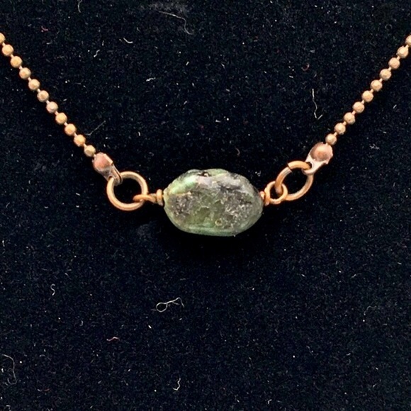 Genuine Raw Emerald Copper Choker Necklace 16